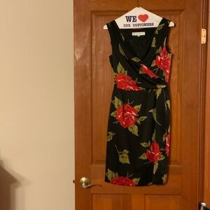 Trina Turk Black Dress with Red Floral Design